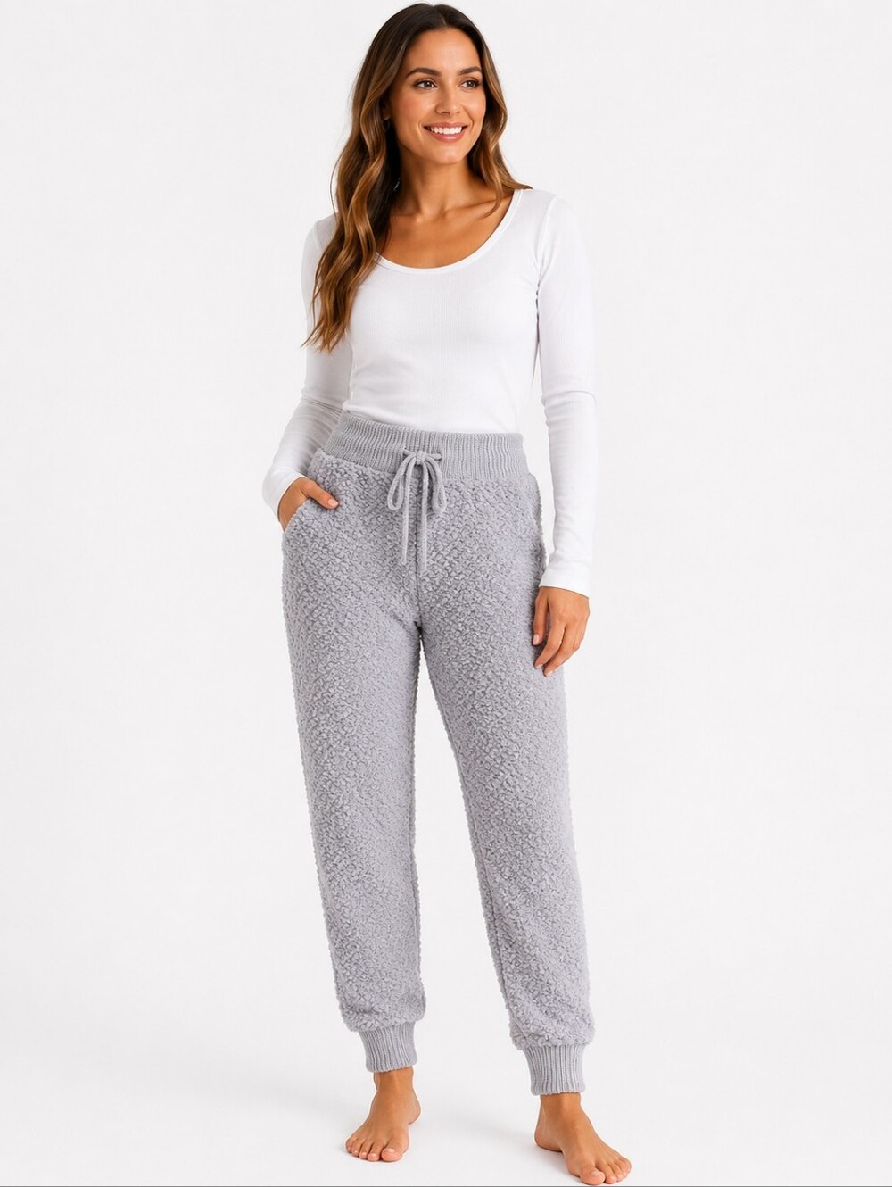 POL Gray Textured Knit Cozy Lounge Jogger Pants NWOT